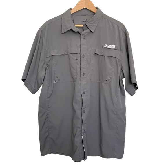Real Tree Fishing Button Up Short Sleeve Lightweight Outdoor Hiking Size Large - Picture 1 of 6